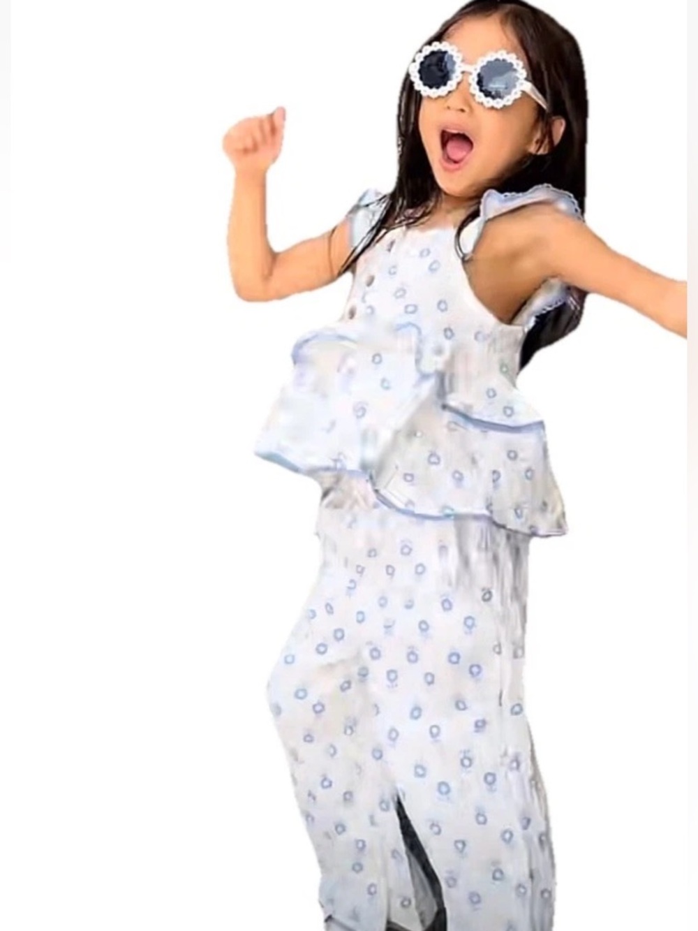 Girls 4T Muslin 100% Cotton Floral Set Ruffle Tank Wide Leg Pants Casual Play